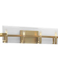4-Light Clear Glass Luxe Bath Vanity Light in Brushed Bronze Finish, Modern Mid Century Style, Dimmable, Ideal for Powder Room and Bathroom Remodel.