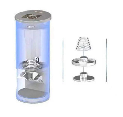 Automatic Electric Coffee Tamper Machine For 58mm Portafilters, revealing internal components and adjustable pressure mechanism.