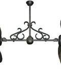 Top Shelf Dual Ceiling Fan With 50 Inch Hand Carved Wood Arbor Blades In Dark Walnut Scroll Finish and Slick Oil Rubbed Bronze Hardware