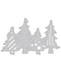 Christmas Tree Die Set For Card Making And Scrapbooking, metal cutting dies in silver, showing tree silhouettes for paper craft projects.