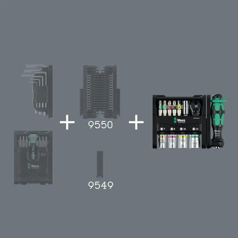 Tool Check Modular 1 21 Piece Screwdriving Set Ultra Compact Pro Grade Versatile Kit with 1/4 Inch Ratchet layout image.