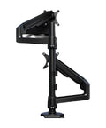 Heavy Duty Monitor Arm Mount With Desk Clamp No Drill Setup Quick Release Design showing side view with smooth height adjustments.