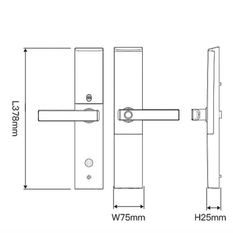 No Fuss Smart Door Lock With Silent Handle And Touch Screen Fingerprint Keyless Entry For Heavy Duty Home Security Auto Locking Deadbolt dimensions drawing
