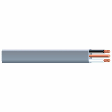 12 Gauge 2 Conductor UF B Cable With Ground Rugged Direct Burial For Outdoor And Underground Use 50 Ft Gray Solid Copper