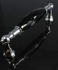 Top Tier Cabinet Pulls 96Mm Mounting Centers Polished Chrome And Silver Handle Sets with a faceted black handle.