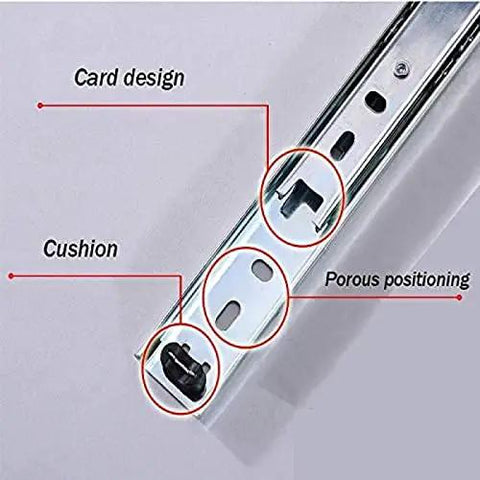Heavy Duty Push To Open Drawer Slides With Full Extension Soft Close Ball Bearing Runners Side Mount design details with cushion and porous positioning.