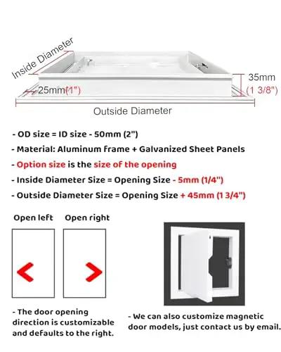 Heavy Duty Galvanized Drywall Access Panel With Rock Solid Secure Lock For Hvac Pipe Maintenance and Built Like A Tank Wall Repair No Sweat Installation Inspection Hatch For Builders And Homeowners, 50mm, aluminum frame.