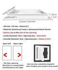 Rock Solid Drywall Access Hatch With Lock, Heavy Duty Inspection Panel Cover, detailed dimensions and materials with customizable opening.