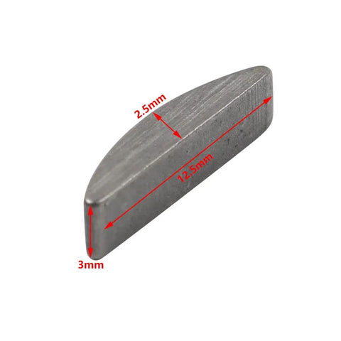 Side view of Woodruff Semicircle Keys 5 Pack Gray Iron For Chinese GY6 Scooters 50cc 80cc 139QMB Snug Fit Durable Iron For Jonway JMSTAR