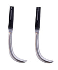 Two Piece Steel Sickle Mowing Tool Set For Gardening And Farming With Sharp Durable Blades Random Handle Holes Portable Harvesting