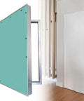 Rock Solid Heavy Duty Magnetic Access Door Panel Featuring Dead Simple Hidden Drywall Push Button Mechanism For Ceiling Or Wall Inspection Adjustable Aluminum Frame, showing frame and drywall insert.
