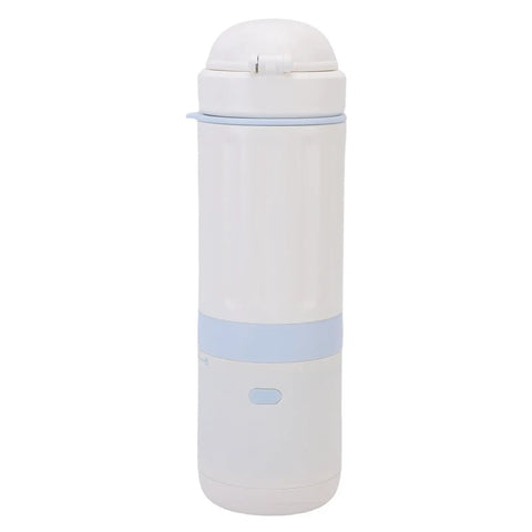 Rechargeable Electric Kettle And 316 Stainless Steel Travel Mug With 500ml Quick Boil And Temp Settings in white and blue design.
