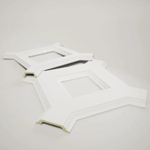 Inner Diamond Intersection For 8 In Deluxe Coffered Ceiling System Kit Solid Urethane Construction showing primed panels