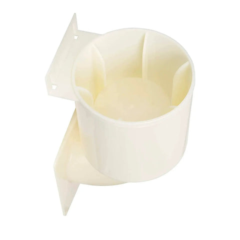Energy Saving Dryer Vent Closure No Brainer Outdoor Vent Cover with white self-sealing design, showing rear mounting view.