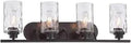 Gramercy Park 4 Light Bathroom Vanity Fixture In Old English Bronze With Blown Hammered Glass Shade Damp Rated For Bathrooms Classic Traditional Bath Bar Light Model 87104 OEB front view