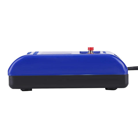Side view of a blue Demagnetizer Tool For Mechanical Watches, Easy Demagnetizing Device For Accurate Timekeeping, dual voltage compatible