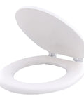 Smooth As Butter Soft Closing Square Toilet Seat With Quick Release Hinges And Stainless Steel Adjustable Hardware, white open toilet seat.