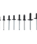 200 Piece Black Aluminum Blind Rivet Kit With Storage Case, Your Go To Auto And Furniture Repair Rivet Set, 8mm To 18mm Size Range, Durable Aluminum Alloy Construction, Handy Quick Fix For Projects., black aluminum blind rivets in mixed sizes