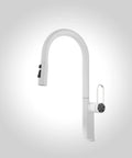 TXGJWRA Green Pull-Faucet with 360-Degree Swivel Spray Head, Single Hole Sink Mixer, Modern Kitchen Tap viewed from the side.