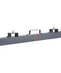 Absolute Beast 93 Pound Hanging Magnetic Sweeper with handle, gray metal tool for scrap yard cleanup and debris removal.