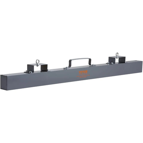 Absolute Beast 93 Pound Hanging Magnetic Sweeper with handle, gray metal tool for scrap yard cleanup and debris removal.