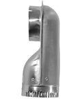 Side view of Venting Offset Elbow For Dryer 4-1/2 Inch Aluminum Duct Fitting, Easy Install Dryer Vent Connector showing airflow angle.