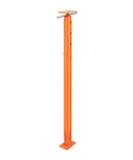 Front view of orange steel VEVOR floor jack post with base plate and top mounting plate.