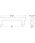 Technical drawing of the Emtek Jasper Pull for Cabinets Available in 7 Sizes and 6 Finishes with 5 Inch Center to Center Measurement Polished Chrome Finish US26 86688US26 Premium Cabinet Hardware for Drawers and Doors showing dimensions.