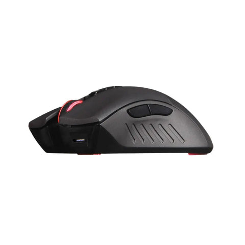 Side view of Wireless Gaming Mouse R30 with Ultra Responsive Performance, adjustable DPI up to 5000, RGB backlit, ergonomic grip.