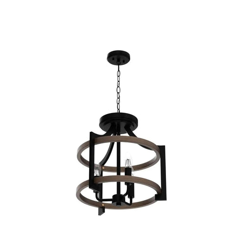 Convertible Rustic Ceiling Light Do It All Semi Flush Mount Or Pendant Farmhouse Style with sand black and wood finish
