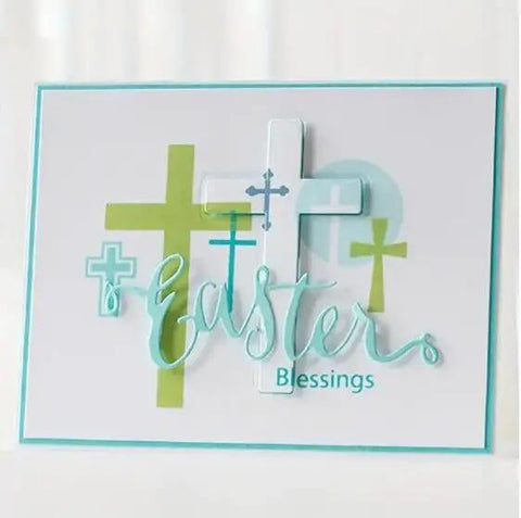 Easter card made with cross set metal die cuts for Christmas pray fish cross cutting dies stencils for DIY crafts