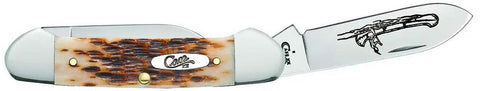 Crisp Chrome Vanadium Steel Pocket Knife With Amber Jigged Bone Handles, Spear And Pen Blades, 3 5/8 Inch Closed Length, Stateside Everyday Carry For Weekend Fixes And Trail Side Tasks.