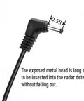 Close-up of the 0.5-inch DC3.5 connector of Radar Detector Power Cord For Cobra, Uniden, Whistler And More