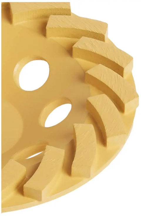 Close-up of 5-Inch XP Turbo Diamond Cup Wheel for Concrete and Masonry Beefy Performance with aggressive material removal