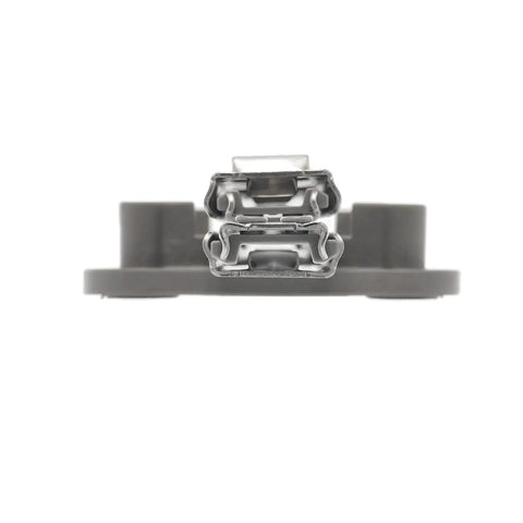 Front view of Dishwasher Upper Dishrack Slide Track Right Side Genuine OEM Replacement Rail showing metal guide design.