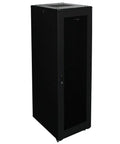 Premium 40 Inch 42U Standing Server Cabinet Black Heavy Duty Network Rack Enclosure seen from the front, showcasing its sturdy black construction.