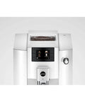 No Sweat Automatic Coffee Maker With Smart Touchscreen And Adjustable Steaming Settings Piano White Finish top view with integrated grinder.
