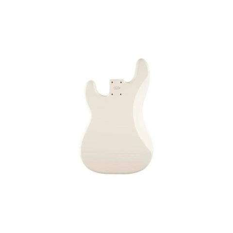 Precision Bass Alder Body In Arctic White Gloss Finish Routed For Split Single-Coil Pickup No Pickguard Holes Vintage-Style Four-Bolt Neck Pocket Five-Screw Bridge Mount Ready For Custom Build front view