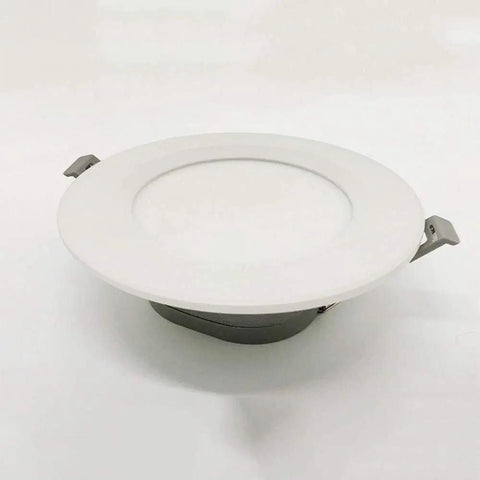 DJVHSRI Recessed Lighting Housing Trim Kits Thin Aluminum Round Downlights Spotlight Lights Grille Cabinet Integrated Spot Lamp Household Indoor Kitchen Living Room,Warm Light-18, white aluminum downlight with clip fittings.