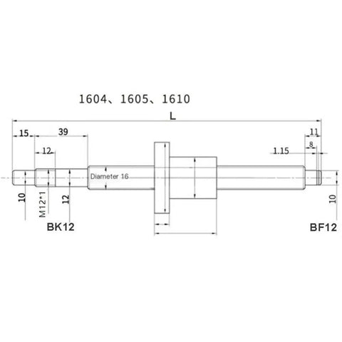 Top Tier C7 Ballscrew Kit 1605 With Ball Nut For High Speed CNC Machinery and 3D Printer Projects, precision screw technical diagram.