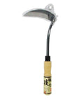 Hand Forged Cut Steel Scythe Metal Sculpture For Farmhouse Decor with wooden handle and industrial design