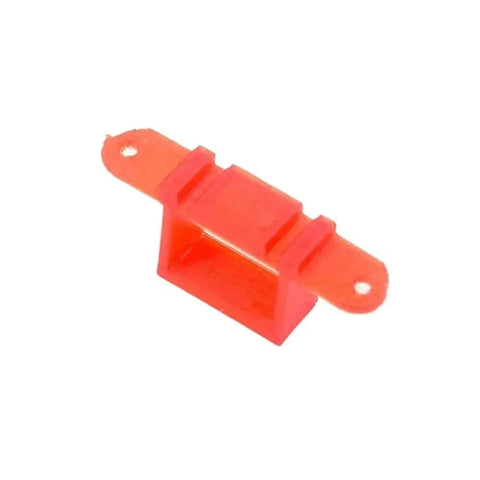Premium Carbon Fiber Lightweight Race Frame Kit For Two Inch FPV Racing Drones Built With Hella Durable Construction And Slick Battery Tray With Complete Hardware Pack, red plastic connector for mounting.