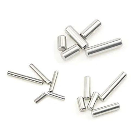 Close-up of 225 Pcs M2 M3 M4 Stainless Steel Dowel Pins Assortment Kit with various sizes, round straight pins, 304 stainless steel material.