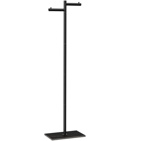 Freestanding Metal Coat Rack With Z Shaped Design, 175cm Tall Black Garment Tree On Heavy Rock Base, Space Saving Clothes Stand