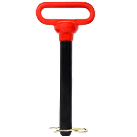 Heavy Duty 1 Inch Trailer Hitch Pin With Red Rubber Coated Handle, 7-1/2 Inch Usable Length, Secure Clip For Tractors, Trailers And Farm Implements