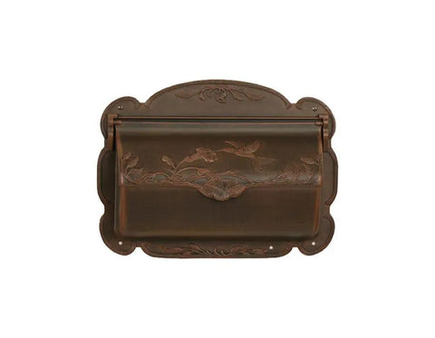 Hummingbird Horizontal Wall Mount Mailbox Copper Aluminum Outdoor Letter Box With Rust Free Finish Brass Hardware and elegant design.
