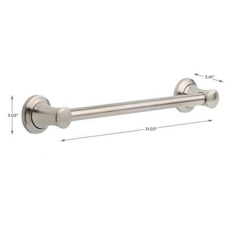 18 Inch Grab Bar For Shower And Bathroom Safety Brilliance Stainless Finish Heavy Duty Zinc Posts Supports Up To 450 Lbs ADA Compliant Easy Install By Shower Or Toilet