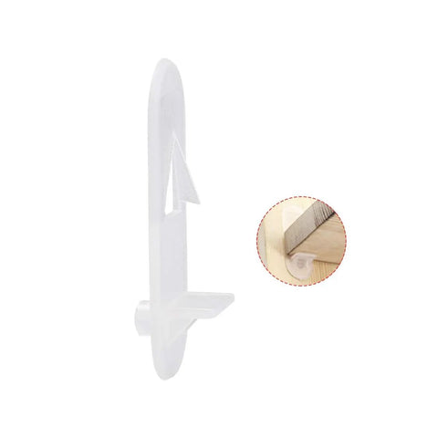 20 Pack Clear Plastic Shelf Support Pegs Crafted For Straightforward Kitchen Cabinet And Bookshelf Fixes Heavy Duty 7mm Locking Pins shown with installation detail.