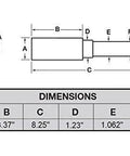 Side-view diagram of trailer bearing repair kit for 1-1/16 in straight spindle with A–F dimension labels.