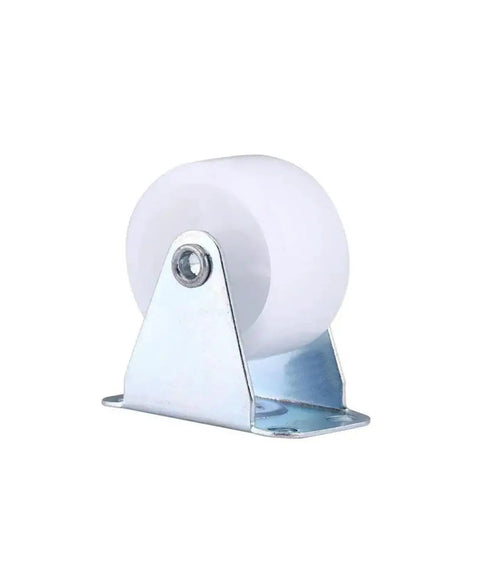 Set Of Four 3 Inch White Polypropylene Directional Fixed Cabinet Casters For Furniture with metal mount and nonmarking wheels